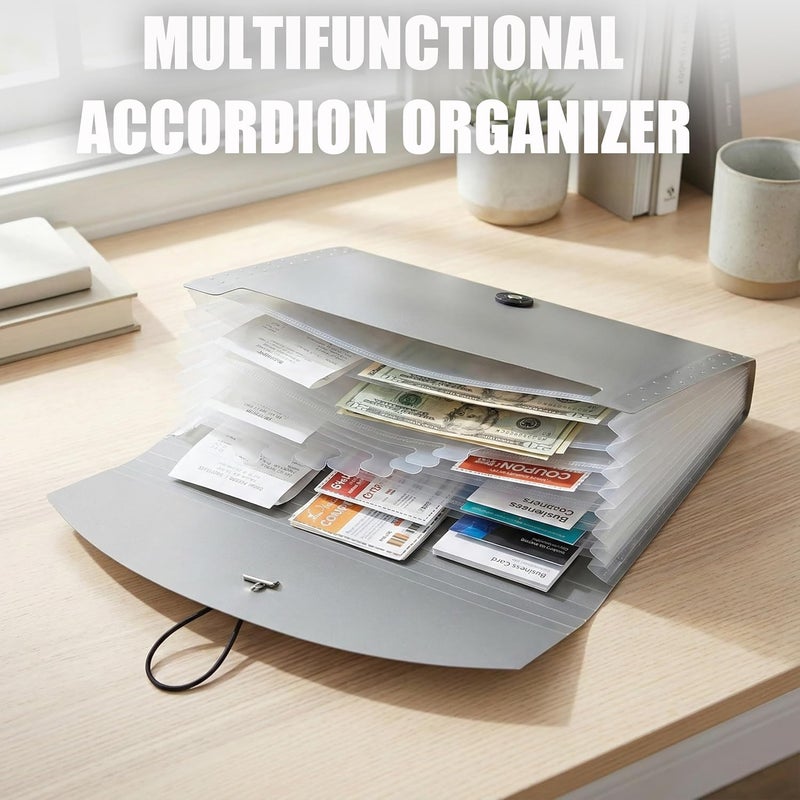 Gtheimn Portable 13-Pocket Receipt & Coupon Organizer, Small Expanding Accordion File Folder with Labels, Long Ticket Size Holder for Bills, Checks, and Travel Documents (10.2" x 5.5"), Black - Image 4